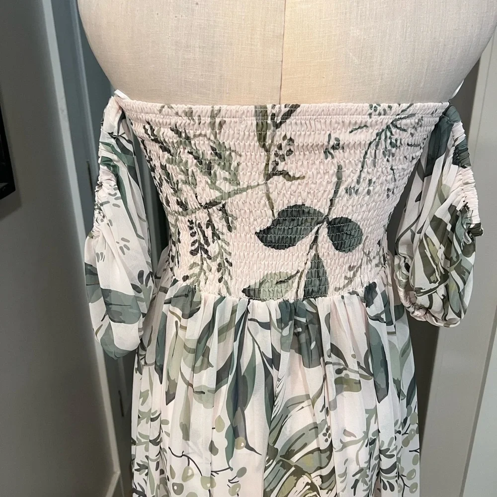 BY EGREIS tropical lace up chest flowy maxi dress with long front side slit - Picture 8 of 17